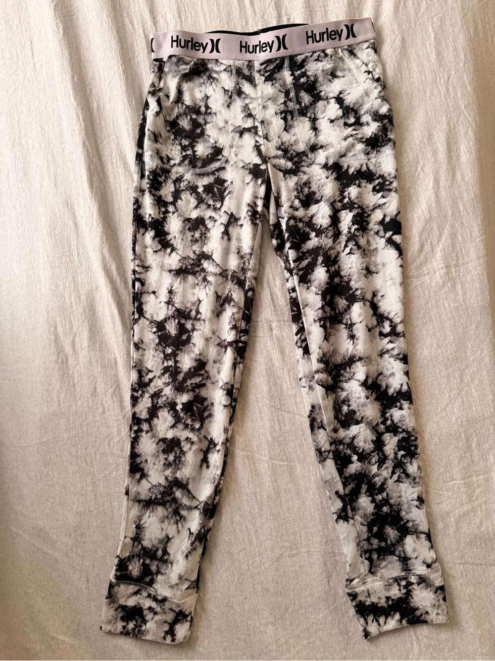 Hurley Black & White Tie-Dye Active Leggings